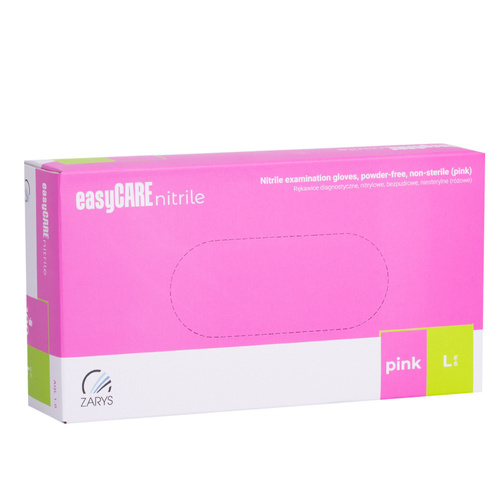Rękawiczki jednorazowe nitrylowe diagnostyczne i ochronne Easycare nitrile Pink rozmiar L różowe 100 szt