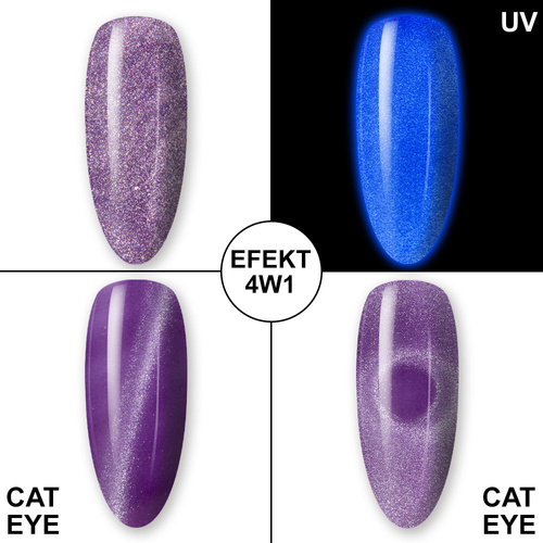 Lakier hybrydowy świecący w ciemności kocie oko MollyLac Night Glowing Uselink HEMA/Di-HEMA Free 10g Nr 675