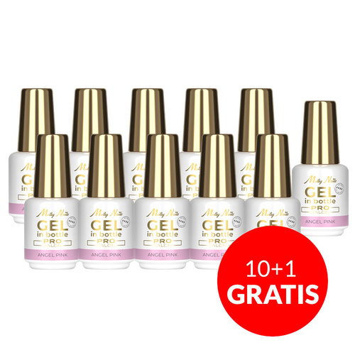 10+1gratis Żel budujący w butelce z pędzelkiem Gel in Bottle Molly Nails Pro Salon Angel Pink HEMA/Di-HEMA Free 15g