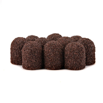 Kapturki ścierne do pedicure z bawełnianym środkiem 10mm gradacja 60 brązowe AlleMed 10 szt