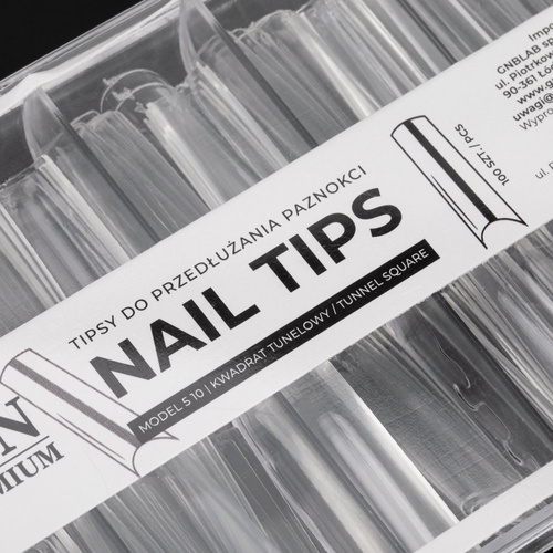 Tipsy do szybkiego przedłużania paznokci Nail Tips NTN Premium kwadrat tunelowy 100 szt