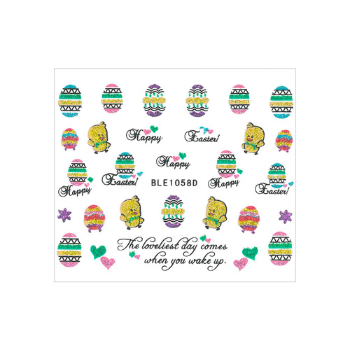 Naklejki do paznokci 3D samoprzylepne brokatowe wielkanocne BLE 1058D