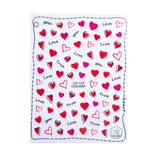 Naklejki do paznokci cienkie samoprzylepne walentynkowe CA-139