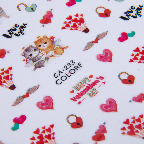 Naklejki do paznokci cienkie samoprzylepne walentynkowe CA-233