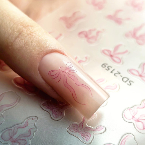 Naklejki do paznokci 5D samoprzylepne kokardki różowe SD-2159