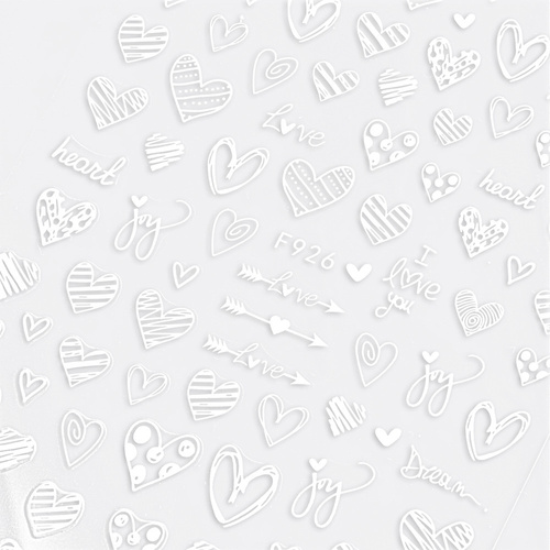 Naklejki do paznokci samoprzylepne walentynkowe białe F926