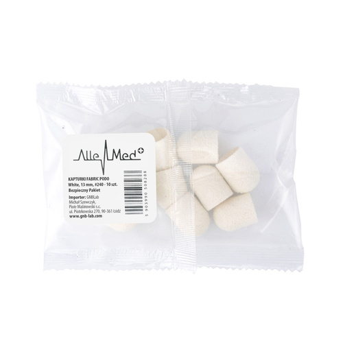 Kapturki do pedicure 13 mm gradacja 240 10 szt Fabric Podo AlleMed Biały White
