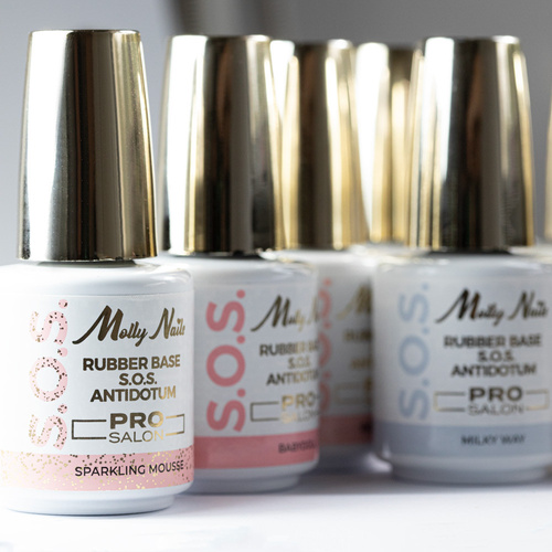 Baza kauczukowa elastyczne paznokcie manicure pedicure do ozdób S.O.S. Antidotum Pro Salon Molly Nails Sparkling Mousse 15g