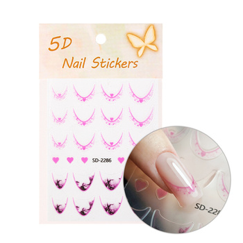 Naklejki samoprzylepne na paznokcie 5D/ French/ Francuska linia uśmiechu 20szt light pink SD-2286