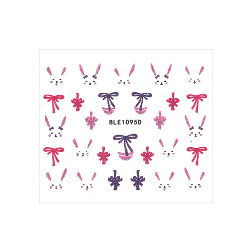 Naklejki do paznokci 3D samoprzylepne brokatowe wielkanocne 1095D czerwone