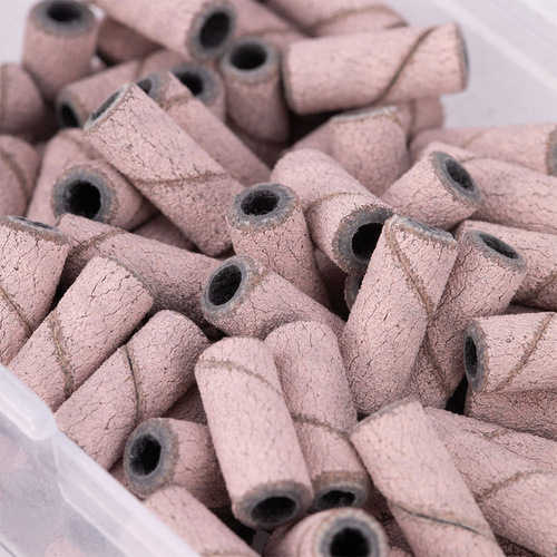 Kapturki do manicure i pedicure mandrele nakładki ścierne mini cylinder 3mm gradacja 240 różowe 50 szt.