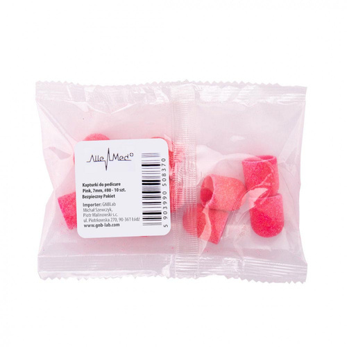 Kapturki do pedicure 7 mm gradacja 80 10 szt Fabric Podo AlleMed Różowy Pink