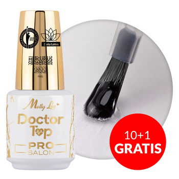 10+1gratis Top nabłyszczający samoregenerujący no wipe bez przecierania Doctor Top Pro Salon MollyLac Clear 15g