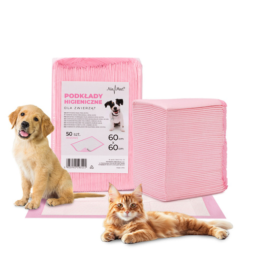 Podkłady mata maty chłonne dla psa nauka sikania higiena czystość AlleMed 50 szt. 60x60 cm różowe