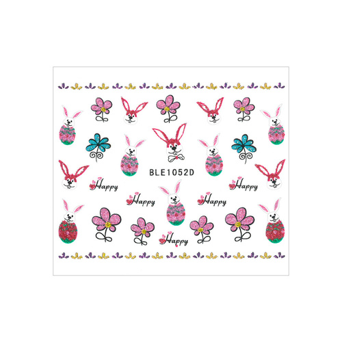 Naklejki do paznokci 3D samoprzylepne brokatowe wielkanocne BLE 1052D