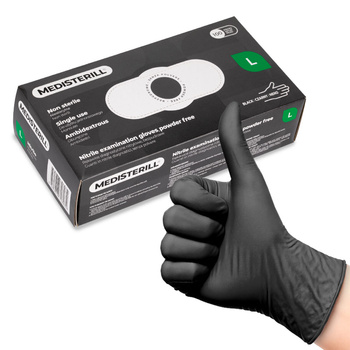Rękawiczki jednorazowe nitrylowe diagnostyczne i ochronne Medisterill rozmiar L czarne 100szt