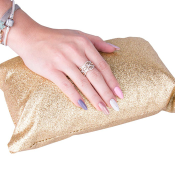 Podłokietnik poduszka do manicure brokatowa złota