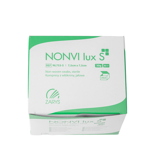 Kompresy jałowe włókninowe gaziki tamponada podologiczna wrastające paznokcie 7,5x7,5cm 30g 75szt