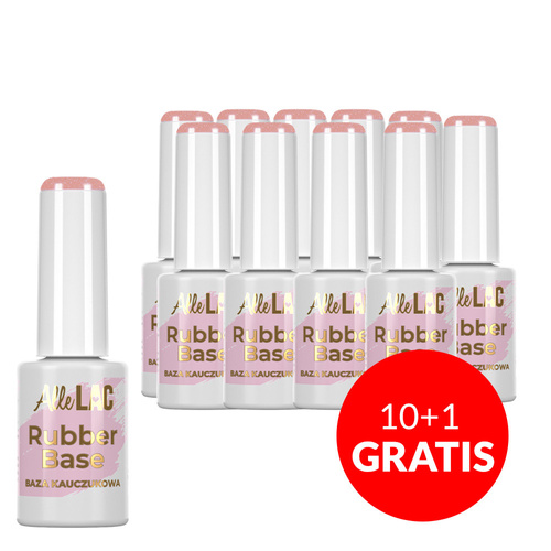 10+1gratis Baza kauczukowa Rubber Base AlleLac Peach Bling HEMA/Di-HEMA Free 7g Nr 7