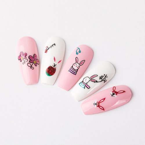 Naklejki do paznokci 3D samoprzylepne brokatowe wielkanocne BLE 1052D