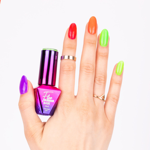 Baza kauczukowa z kolorem 2w1 neonowa do szybkiego manicure i pedicure Fluo Rubber Base 2in1 MollyLac Cool Swirl 10 gram Nr 2