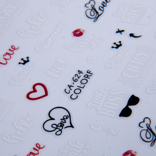 Naklejki do paznokci cienkie samoprzylepne walentynkowe CA-624