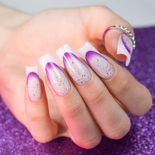 Gradientowe naklejki samoprzylepne na paznokcie/French/Ombre/Francuska linia uśmiechu 23szt. fioletowe SD-1926