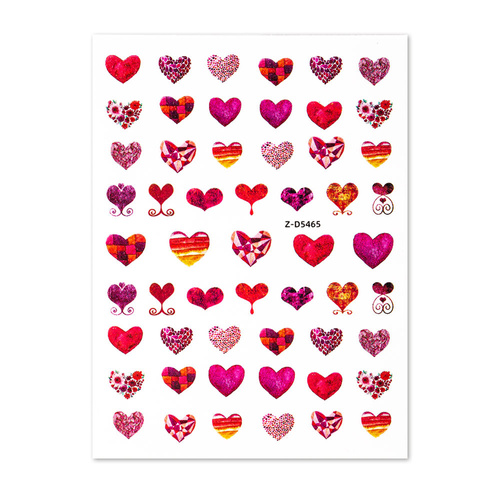Naklejki do paznokci cienkie samoprzylepne serduszka Z-D5465 różowe