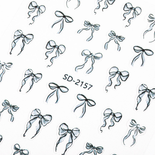 Naklejki do paznokci 5D samoprzylepne kokardki czarne SD-2157