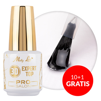 10+1gratis Top 3d Expert Pro Salon MollyLac top do lakierów hybrydowych z przemywaniem Clear 15g