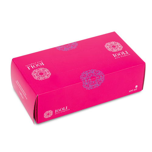 Rękawiczki jednorazowe nitrylowe diagnostyczne i ochronne IGOLI rozmiar S fuksja 100 szt