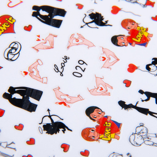 Naklejki do paznokci cienkie samoprzylepne walentynkowe Nr 029