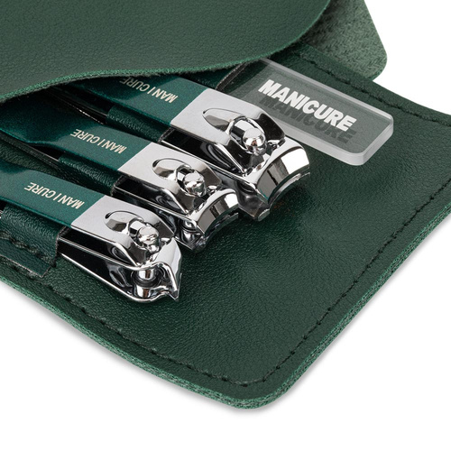 Zestaw 4 akcesoriów kosmetycznych do manicure, pedicure ciemny zielony
