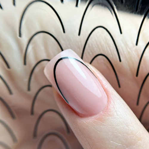 Naklejki samoprzylepne na paznokcie/ French/ Francuska linia uśmiechu 48szt black STZ-CS169