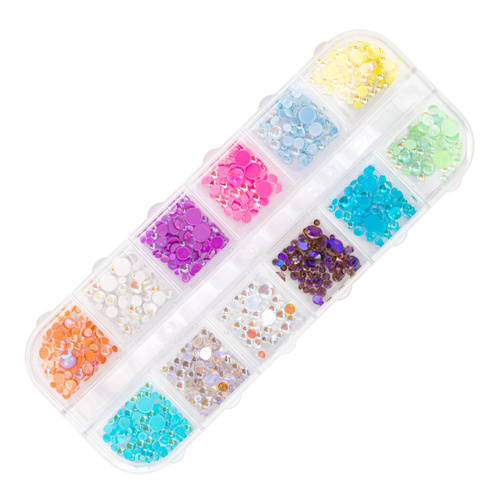 Kasetka z ozdobami kamyki Molly Nails mix kolorów 1000 sztuk