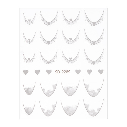 Naklejki samoprzylepne na paznokcie 5D/ French/ Francuska linia uśmiechu 20szt white SD-2289