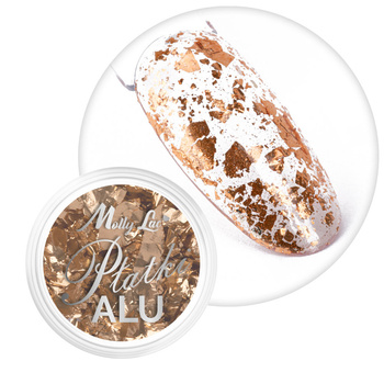 Pyłek do paznokci metaliczne MollyLac Płatki Alu szlachetne złoto 0,2 g Nr 3