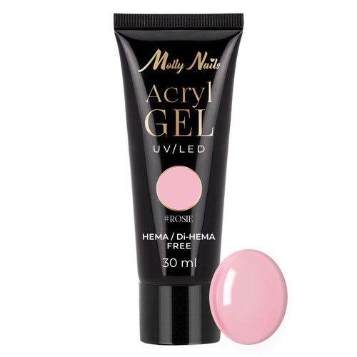 Akrylożel Polygel żel budujący do przedłużania AcrylGel Molly Nails HEMA/Di-HEMA Free Rosie 30 ml