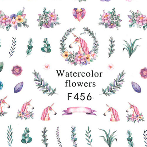 Naklejki do paznokci cienkie samoprzylepne rośliny unicorn F456