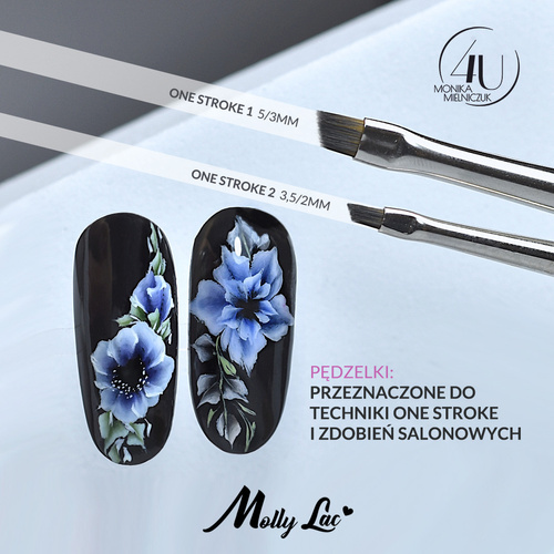 Pędzelek do zdobień farb akrylowych żelu paint żelu One Stroke długość włosia 3/5mm 4U Monika Mielniczuk