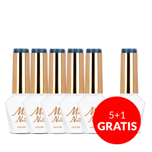 5+1gratis Lakier hybrydowy Molly Nails Elite Women Glamour Reflections HEMA/Di-HEMA Free 8g Nr 44
