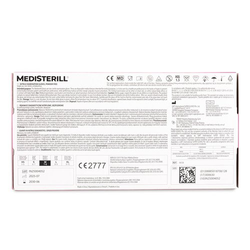 Rękawiczki jednorazowe nitrylowe diagnostyczne i ochronne Medisterill rozmiar M magenta 100szt