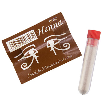 Henna szczecińska w proszku do farbowania brwi i rzęs fiolka brązowa