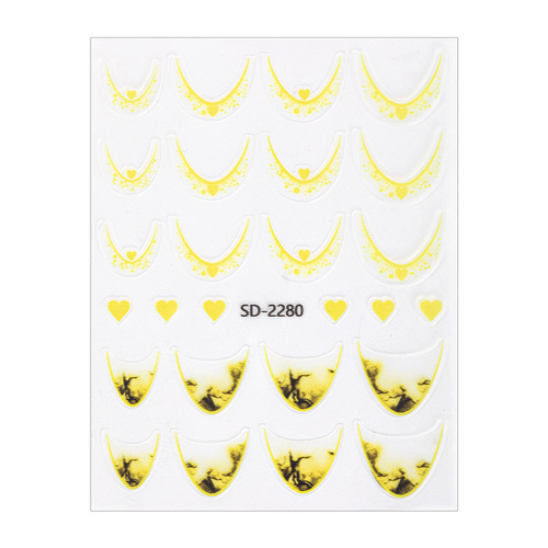 Naklejki samoprzylepne na paznokcie 5D/ French/ Francuska linia uśmiechu 20szt yellow SD-2280