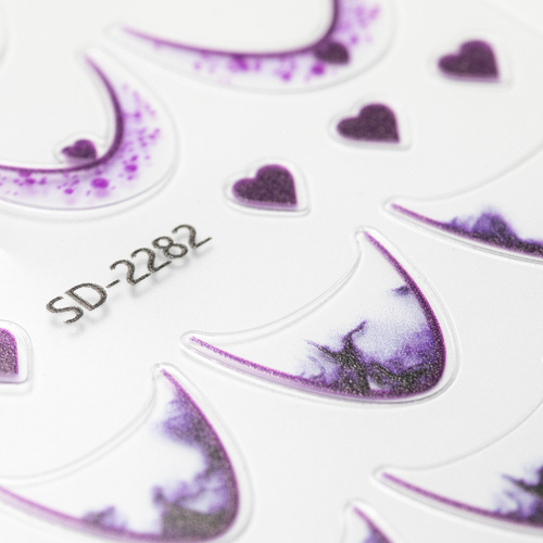 Naklejki samoprzylepne na paznokcie 5D/ French/ Francuska linia uśmiechu 20szt purple SD-2282