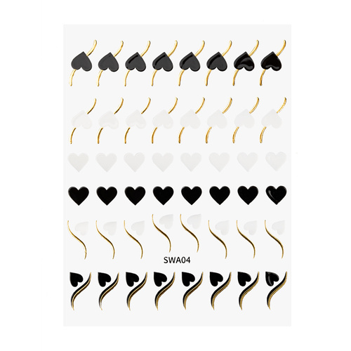 Naklejki do paznokci samoprzylepne serduszka SWA04