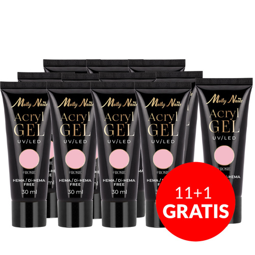 11+1gratis Akrylożel Polygel żel budujący do przedłużania AcrylGel Molly Nails HEMA/Di-HEMA Free Rosie 30 ml