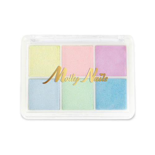 Pyłek do paznokci efekt lustra kasetka 6 kolorów Molly Nails Nr 8