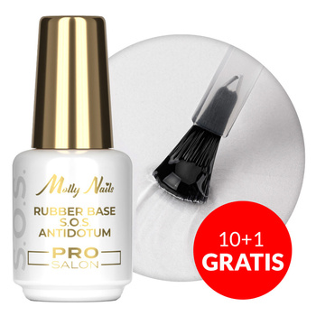 10+1gratis Baza kauczukowa elastyczne paznokcie manicure pedicure do ozdób S.O.S. Antidotum Pro Salon Molly Nails Clear 15g