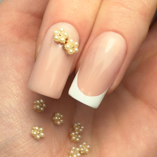 Ozdoby do paznokci kwiatki perłowe 3D Molly Nails Nr 1 10 szt